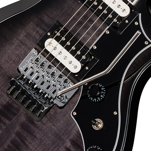 open zoom image for Gibson Victory Floyd Rose Electric Guitar (with Case), Transparent Ebony Burst, Action Position Back