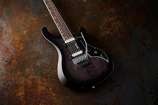 open zoom image for Gibson Victory Floyd Rose Electric Guitar (with Case), Transparent Ebony Burst, Action Position Back