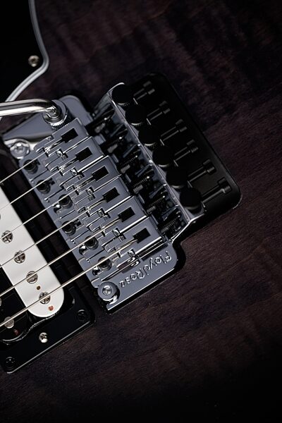 open zoom image for Gibson Victory Floyd Rose Electric Guitar (with Case), Transparent Ebony Burst, Action Position Back