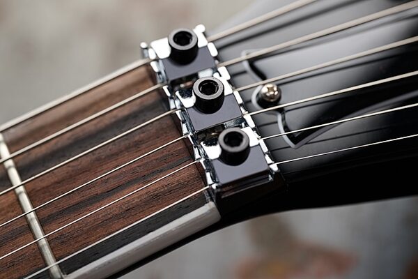 open zoom image for Gibson Victory Floyd Rose Electric Guitar (with Case), Transparent Ebony Burst, Action Position Back