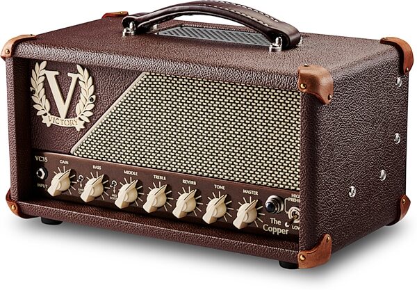 open zoom image for Victory VC35 The Copper Guitar Amplifier Head, Wooden Sleeve (35 Watts), New, Action Position Back