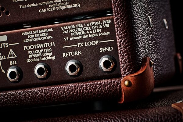 open zoom image for Victory VC35 The Copper Guitar Amplifier Head, Wooden Sleeve (35 Watts), New, Action Position Back