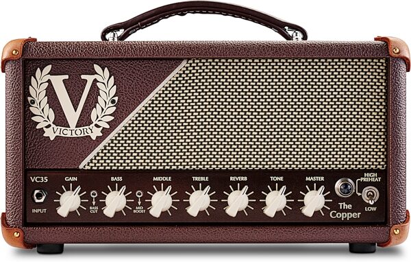open zoom image for Victory VC35 The Copper Guitar Amplifier Head, Wooden Sleeve (35 Watts), New, Action Position Back