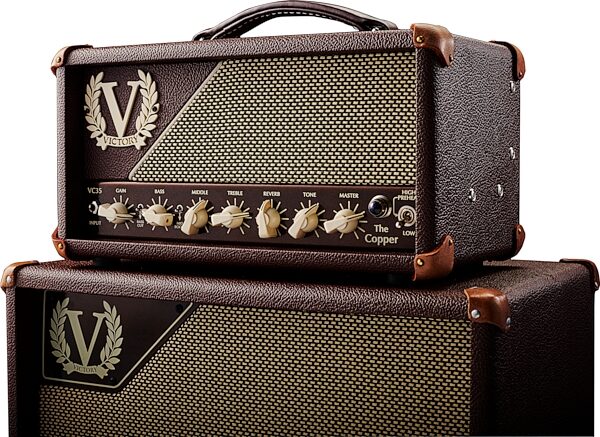 open zoom image for Victory VC35 The Copper Guitar Amplifier Head, Wooden Sleeve (35 Watts), New, Action Position Back