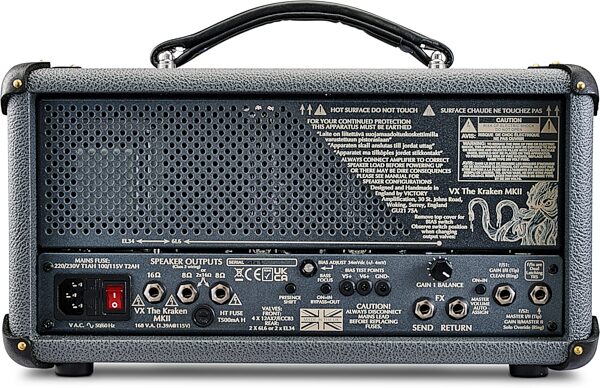open zoom image for Victory VX The Kraken Compact Guitar Amp Head, Wooden Sleeve (50 Watts), New, Action Position Back
