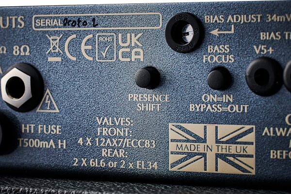 open zoom image for Victory VX The Kraken Compact Guitar Amp Head, Wooden Sleeve (50 Watts), New, Action Position Back