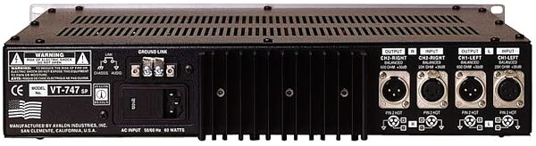 open zoom image for Avalon VT-747SP Class A Tube Stereo Compressor/Equalizer, Rear