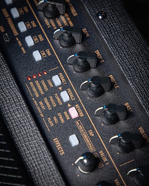 open zoom image for Vox VT20X Modeling Guitar Combo Amplifier (20 Watts, 1x8"), Classic Blue, Action Position Back