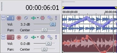 open zoom image for Sony Vegas Digital Video and Audio Software (Windows), Envelope Automation Recording