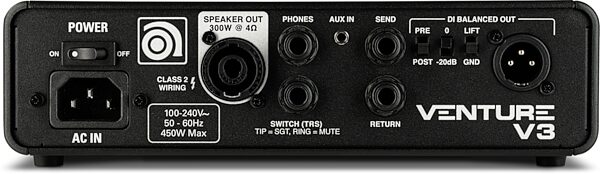 open zoom image for Ampeg Venture V3 Bass Guitar Amplifier Head (300 Watts), New, Main Back