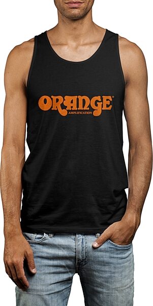 open zoom image for Orange Retro Logo Tank Top, Black, Small, Main