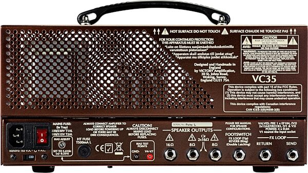 open zoom image for Victory VC35 The Copper Guitar Amplifier Head, Metal Chassis (35 Watts), New, Action Position Back