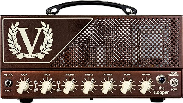 open zoom image for Victory VC35 The Copper Guitar Amplifier Head, Metal Chassis (35 Watts), New, Action Position Back