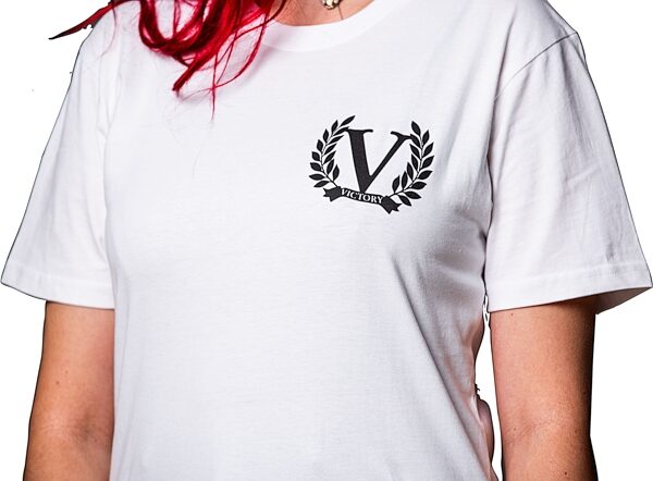 open zoom image for Victory Sheriff T-Shirt, White with Black Logo, Large, Action Position Back