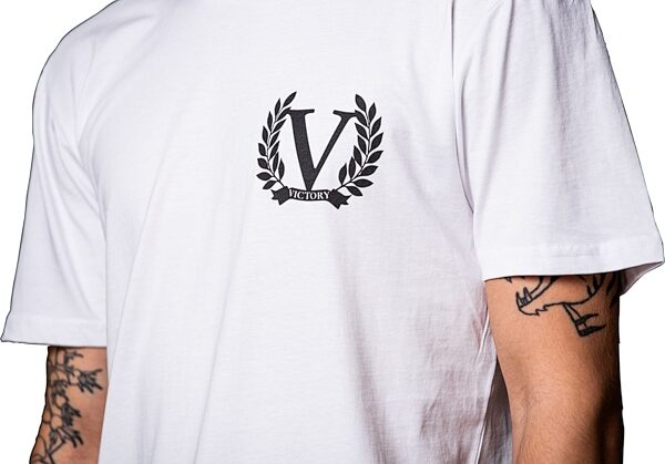 open zoom image for Victory Sheriff T-Shirt, White with Black Logo, Large, Action Position Back