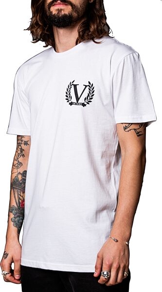 open zoom image for Victory Sheriff T-Shirt, White with Black Logo, Large, Action Position Back