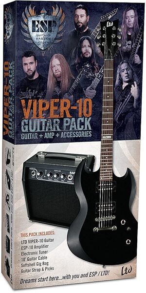 open zoom image for ESP LTD VP-10 Viper Electric Guitar Package, Black