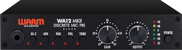 open zoom image for Warm Audio WA12 MKII Classic 312-Style Analog Microphone Preamp, Black, Detail Front