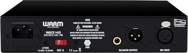 open zoom image for Warm Audio WA12 MKII Classic 312-Style Analog Microphone Preamp, Black, Rear detail Back