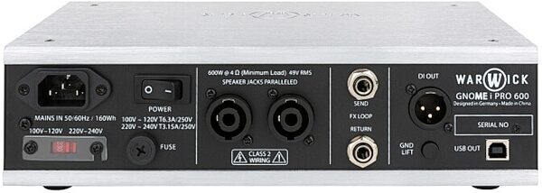 open zoom image for Warwick Gnome i Pro 600 Digital Bass Amplifier (600 Watts), Open Box (Very Good), Action Position Back