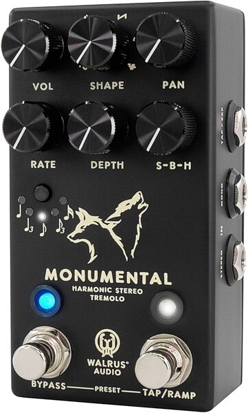 open zoom image for Walrus Audio Monumental Harmonic Stereo Tremolo Pedal, Black, Action Position Back