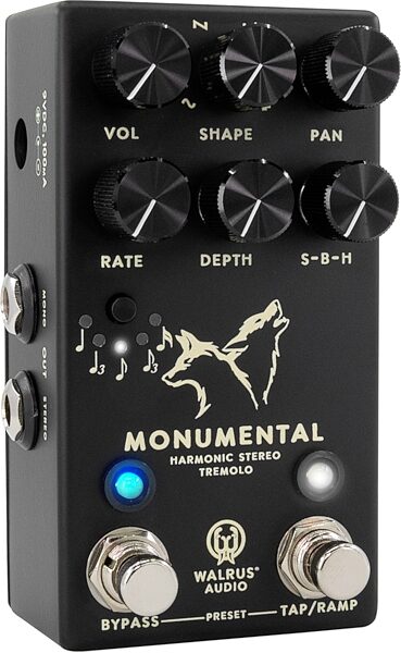 open zoom image for Walrus Audio Monumental Harmonic Stereo Tremolo Pedal, Black, Action Position Back