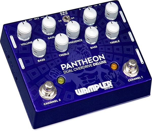 open zoom image for Wampler Pantheon Deluxe Dual Overdrive Pedal with MIDI, Open Box (Very Good), Angled Front