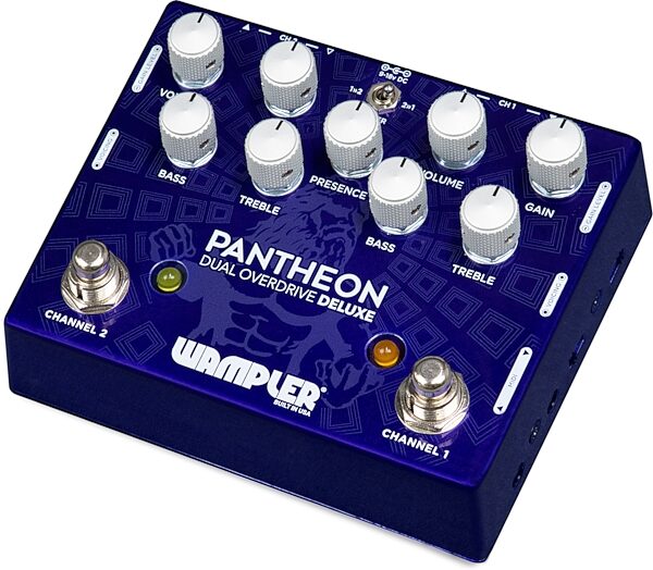 open zoom image for Wampler Pantheon Deluxe Dual Overdrive Pedal with MIDI, Open Box (Very Good), Angled Front