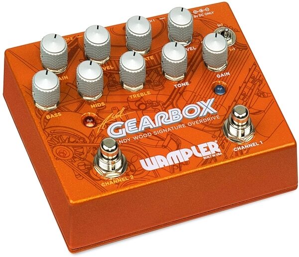 open zoom image for Wampler Andy Wood Gearbox Dual Overdrive Pedal, New, Angled Front