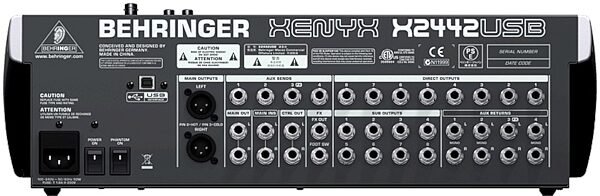 open zoom image for Behringer XENYX X2442USB 16-Channel Mixer with USB, Rear