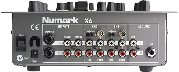 open zoom image for Numark X6 2-Channel Tabletop DJ Mixer with FX, Back
