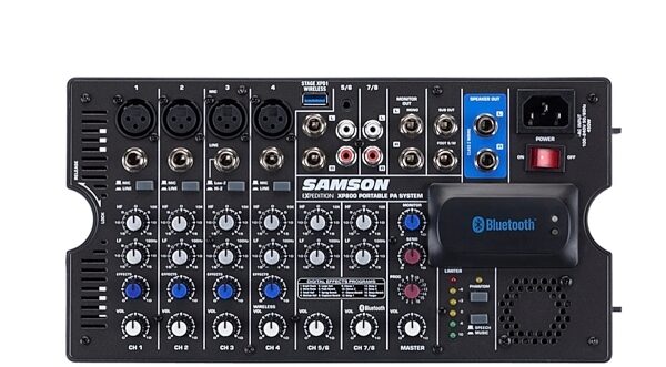 open zoom image for Samson Expedition XP800 Portable Bluetooth PA System (800 Watts), New, Mixer Front