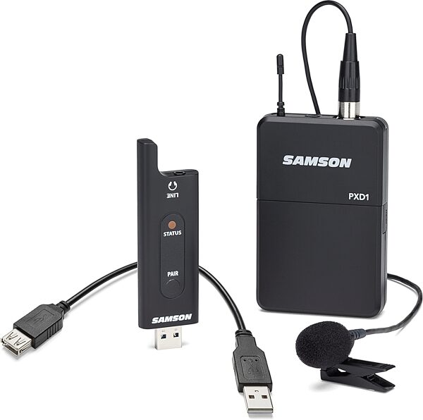 open zoom image for Samson XPD2 LM8 USB Digital Wireless Lavalier Microphone System, New, Action Position Front