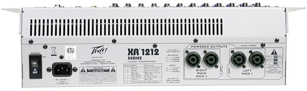 open zoom image for Peavey XR1212 12-Channel Powered Mixer (2x600 Watts), Back