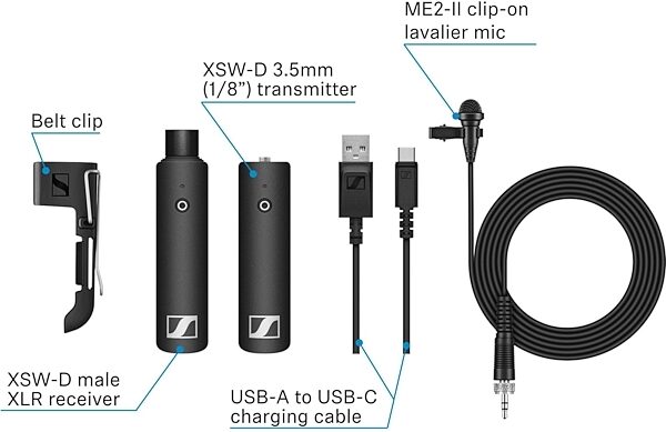 open zoom image for Sennheiser XSW-D Lavalier Set Digital Wireless Microphone System, New, Diagram