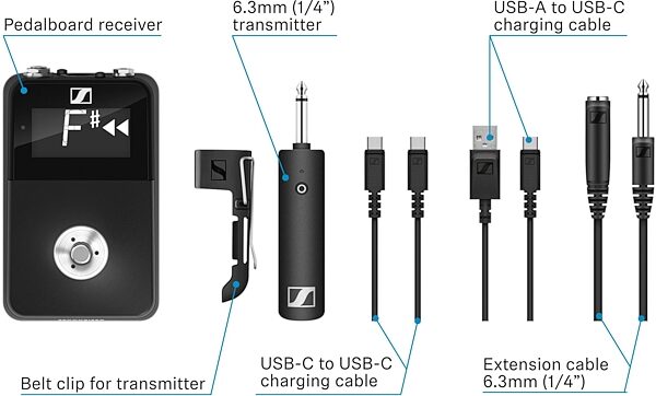 open zoom image for Sennheiser XSW-D Pedalboard Set Digital Wireless Guitar System, New, Diagram