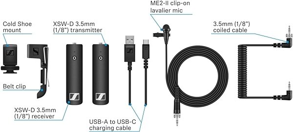 open zoom image for Sennheiser XSW-D Portable Lavalier Set DSLR Microphone System, New, Diagram