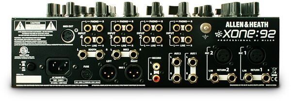 open zoom image for Allen and Heath Xone:92 DJ Mixer (6-Channel), Back