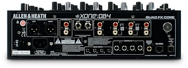 open zoom image for Allen and Heath Xone DB4 Digital DJ Mixer with FX (4-Channel), Back