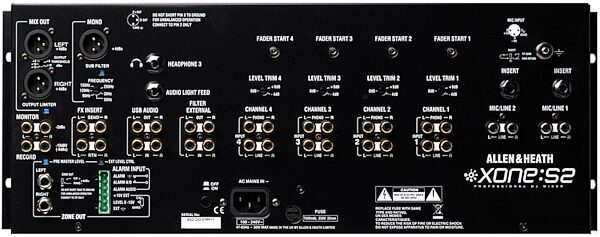 open zoom image for Allen and Heath Xone S2 DJ Mixer (4-Channel), Back