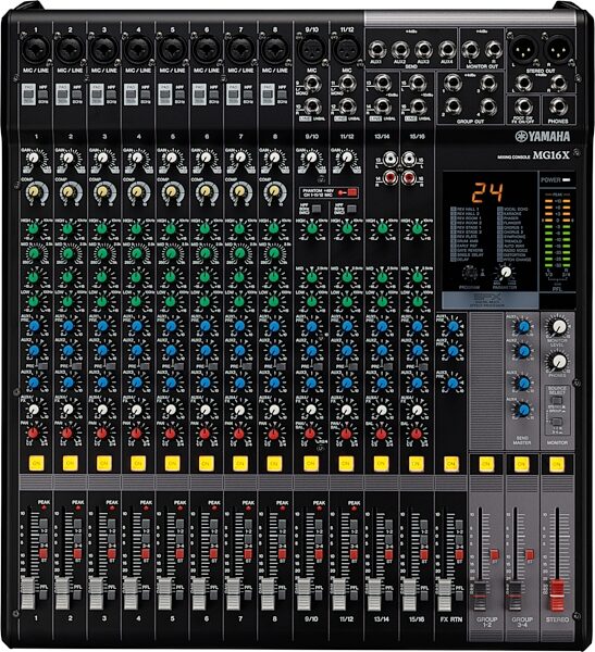 open zoom image for Yamaha MG16X CV 16-Channel Stereo Mixer with Effects, New, Action Position Back