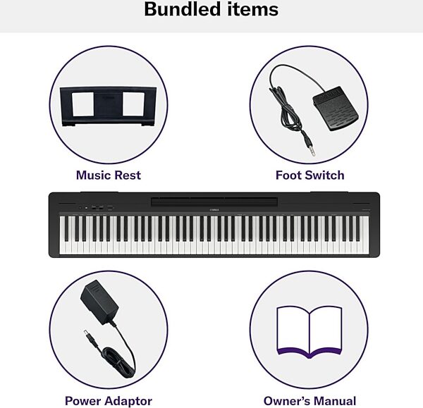 open zoom image for Yamaha P-145BT Bluetooth Digital Piano, 88-Key, Black, Open Box (Very Good), Action Position Back