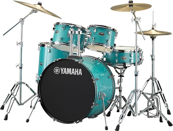 open zoom image for Yamaha Rydeen Drum Shell Kit, 5-Piece, Turquoise Glitter, Action Position Back