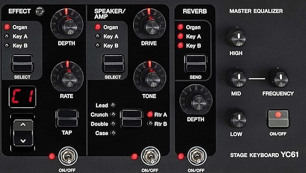 open zoom image for Yamaha YC61 Stage Keyboard, 61-Key, Black, Effects Control Panel