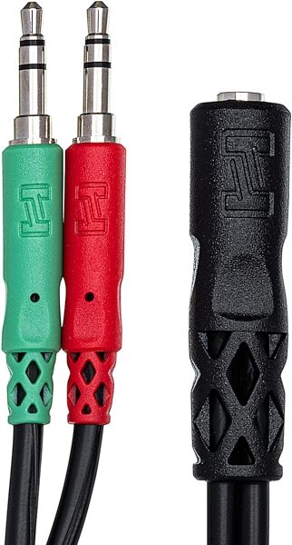 open zoom image for Hosa Headset/Mic Breakout Cable, 3.5 mm TRRSF to Dual 3.5 mm TRS, New, Action Position Back