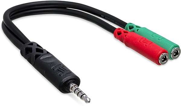 open zoom image for Hosa Headset/Mic Breakout Cable, 3.5 mm TRRS to Dual 3.5 mm TRS-F, New, Main