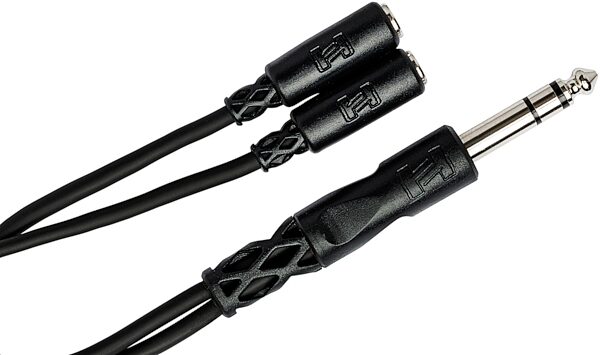 open zoom image for Hosa YMP-234 Male TRS 1/4" to Dual Female TRS 1/8" (3.5mm) Y-Cable, New, Angle