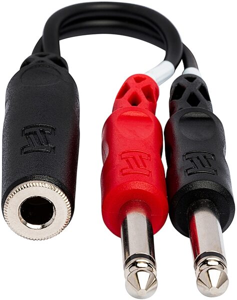 open zoom image for Hosa YPP-136 Single Stereo 1/4" TRS Female to Dual Mono 1/4" TS Y Breakout Cable, New, Action Position Back
