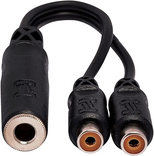 open zoom image for Hosa YRA-115 1/4" TS Female to Dual RCA Female Y Cable, New, Action Position Back