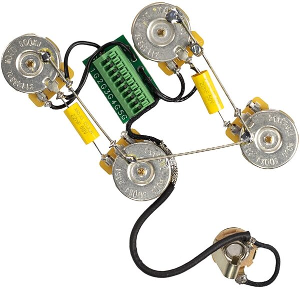 open zoom image for Mojotone Solderless Les Paul Wiring Harness, Long Shaft, Action Position Back